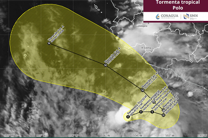 Tormenta Tropical Polo frente a Michoacán con pronóstico de huracán categoría 4