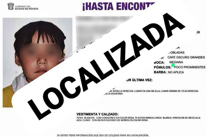 Ficha de búsqueda con la leyenda de localizada en redes sociales.