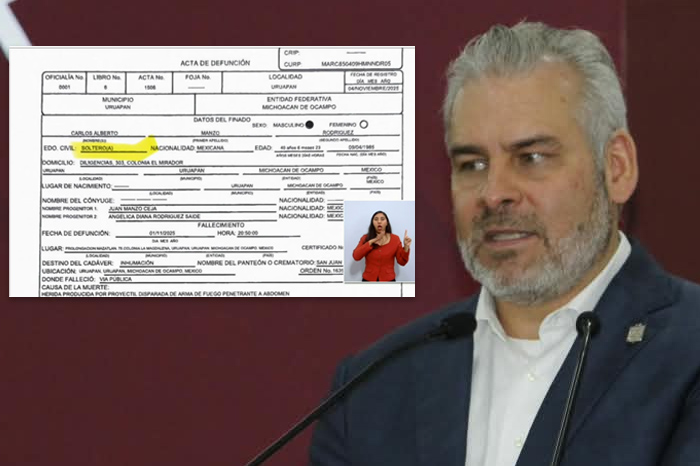 El gobernador Alfredo Ramírez Bedolla durante rueda de prensa en Casa Michoacán.