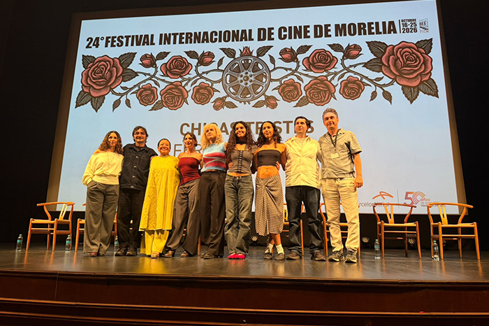 La directora Fernanda Tovar y la actriz Mónica del Carmen en el Festival Internacional de Cine de Morelia.