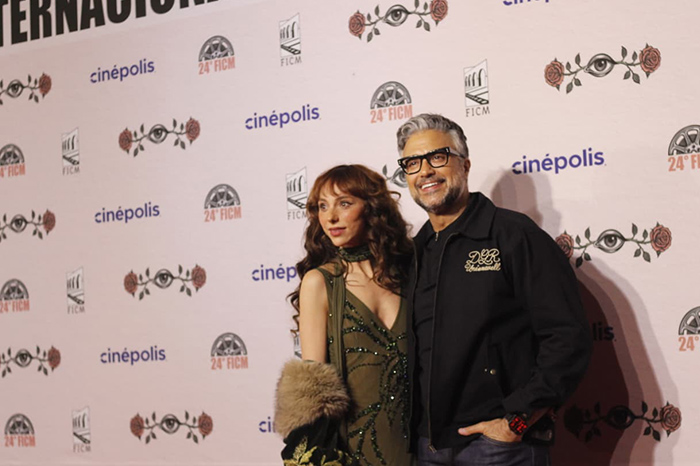 Jaime Camil, Natalia Téllez e Isabella Arroyo en el marco del Festival Internacional de Cine de Morelia.