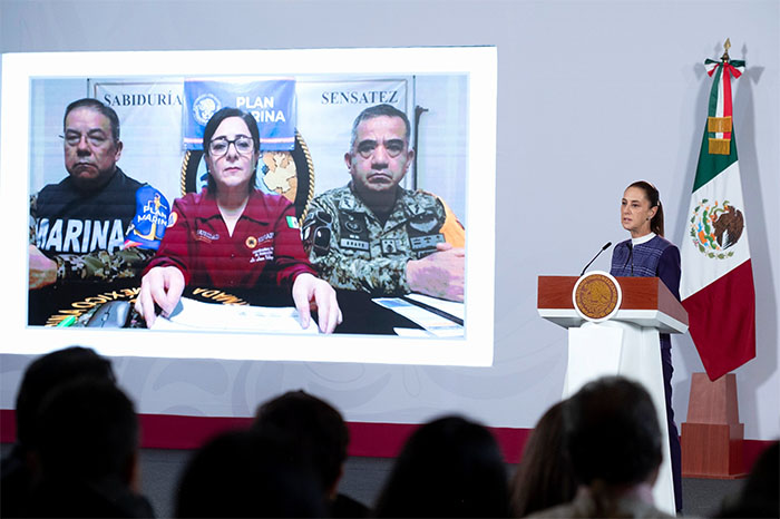 Enlace de Protección Civil con la presidenta de México, Claudia Sheinbaum Pardo.
