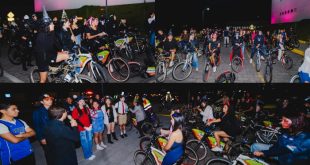 Ciclistas de la comunidad universitaria y familias participando en la Rodada Nicolaita en Morelia.