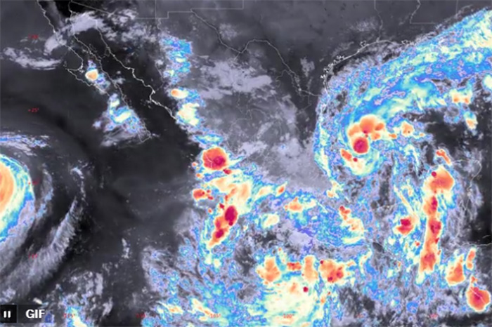 Mapa satelital de sistemas ciclónicos y nubosidad afectando el territorio nacional.
