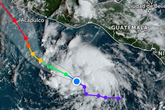 Mapa satelital del SMN mostrando la formación ciclónica en las costas del Pacífico.