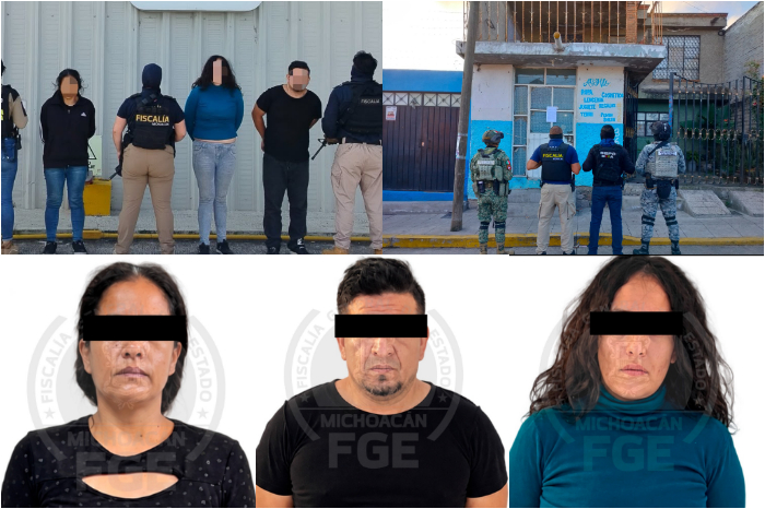 Cateo de la FGE en la colonia Primo Tapia Oriente de Morelia, con tres personas detenidas y presunta metanfetamina asegurada