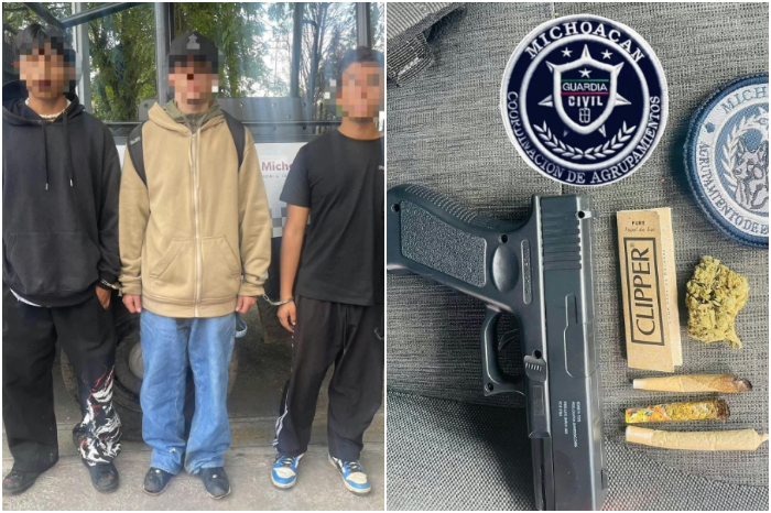 Detención de tres jóvenes por posesión de marihuana en Los Filtros Viejos, Morelia
