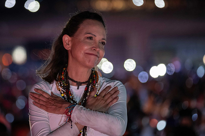 María Corina Machado, líder opositora venezolana, tras su regreso a Venezuela para impulsar la movilización ciudadana.