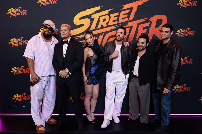 Jason Momoa y Andrew Koji durante la presentación de la película Street Fighter en Ciudad de México.