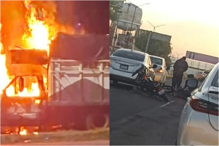 Incidentes viales en Morelia, incluido el incendio de una camioneta recolectora de basura y un choque que dejó un motociclista herido.