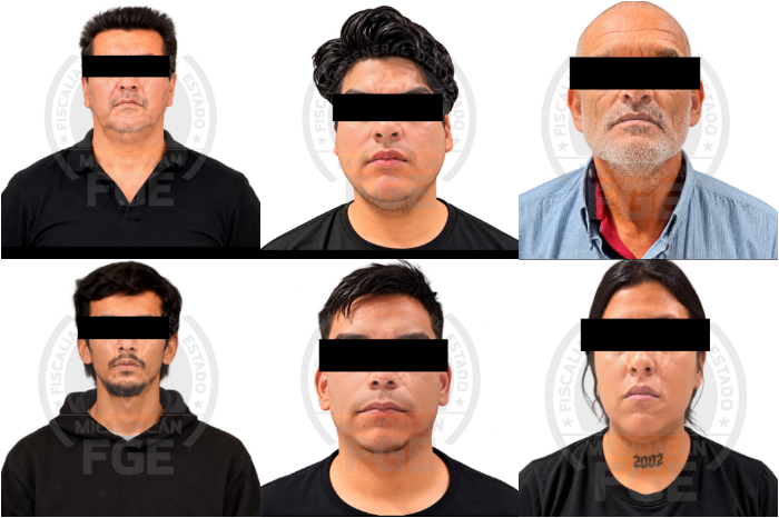 Fiscalía de Michoacán informa sobre la vinculación a proceso de seis personas por presunto secuestro, extorsión y robo.